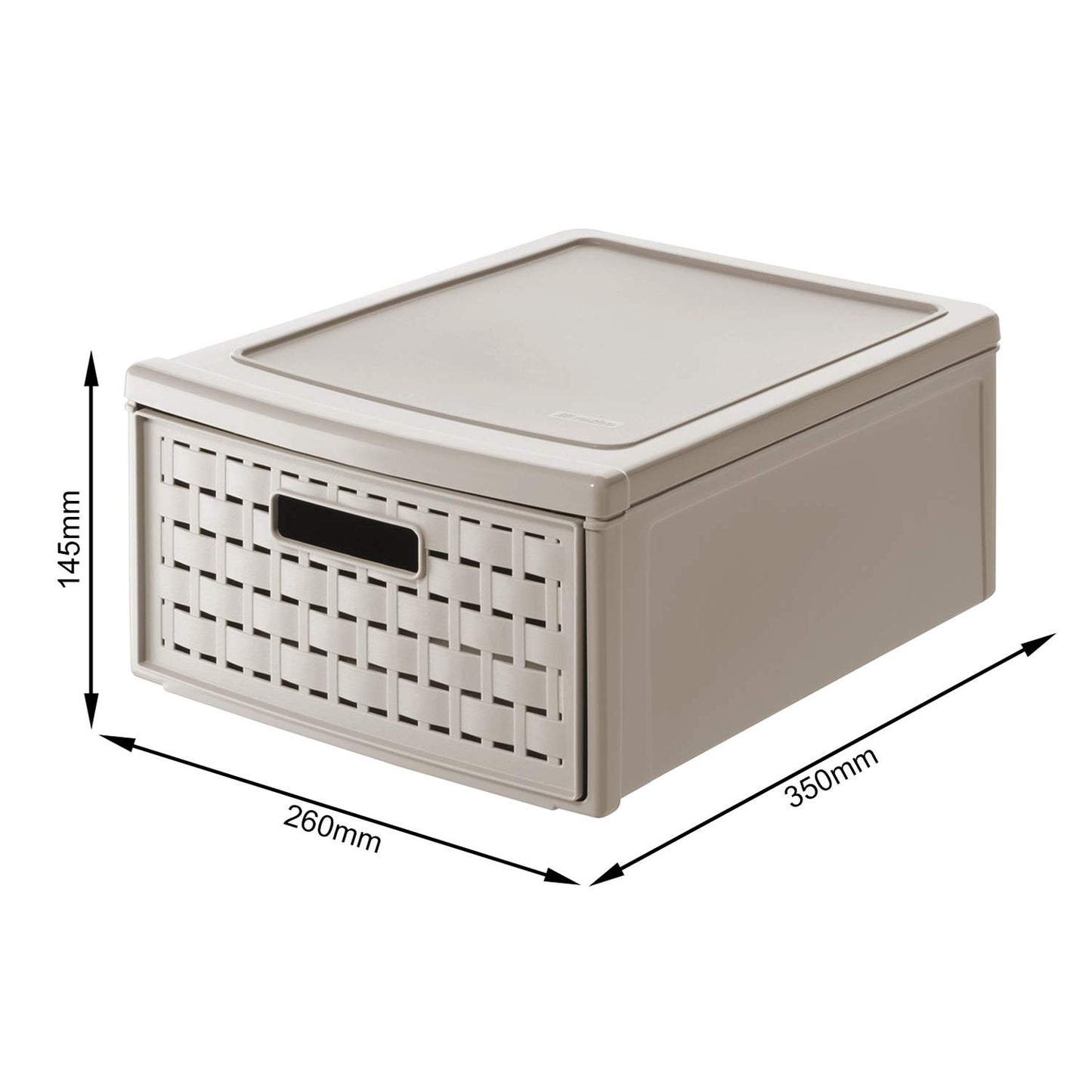 Rotho, Country, Drawer box 8.3 l in rattan-look, Plastic (PP) BPA-free, cappuccino, klein/8,3l (35,0 x 26,0 x 14,5 cm)
