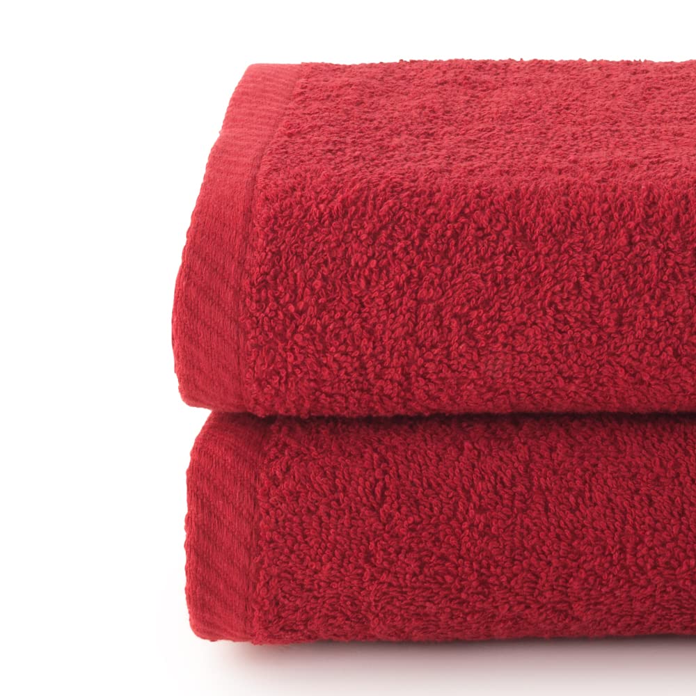 Top Towel - Plus - Large bath towels - Bath towels - 2 hand towels or washbasin - 50x100cm - 100% cotton - Maroon