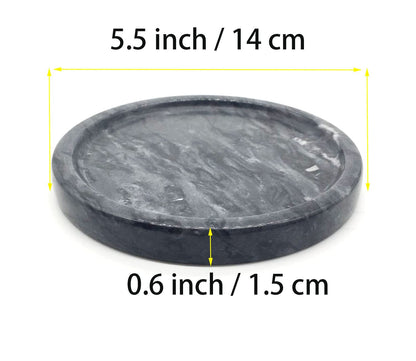 Natural Marble Tray, Circular Marble Stone Decorative Tray for Counter，Jewelry, Vanity, BlackRound Small Tray, 5-1/2" DiameterBlack