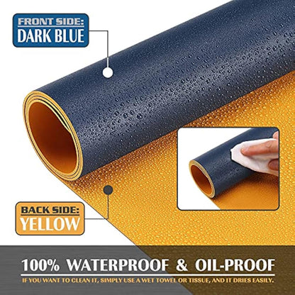 K KNODEL Large Office Leather Desk Mat, Mouse and Keyboard Pad, Computer and Laptop Mat, Desktop Protector and Cover, Writing Pad and Blotter (80x40cm, Dark Blue)