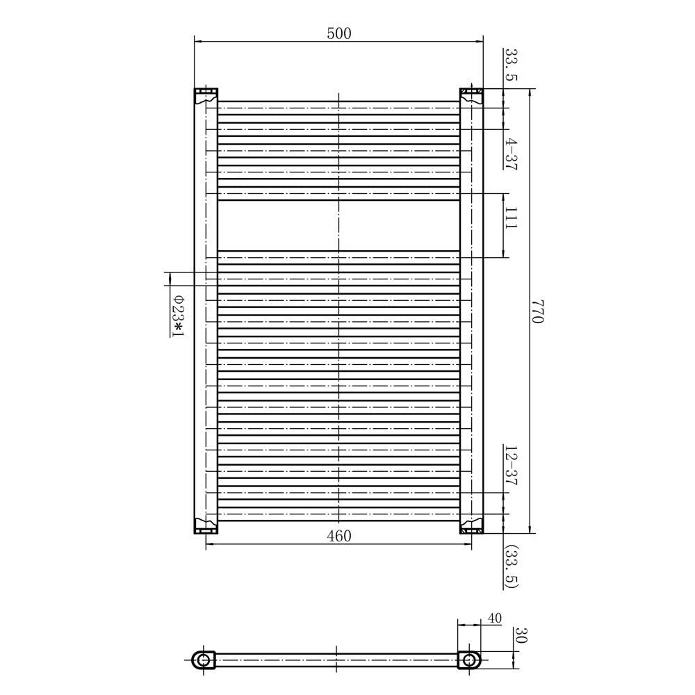 Newark Matt Black Electric Heated Towel Rail Wall Mounted Slim Ladder Design Bathroom Radiator - 770mm x 500mm