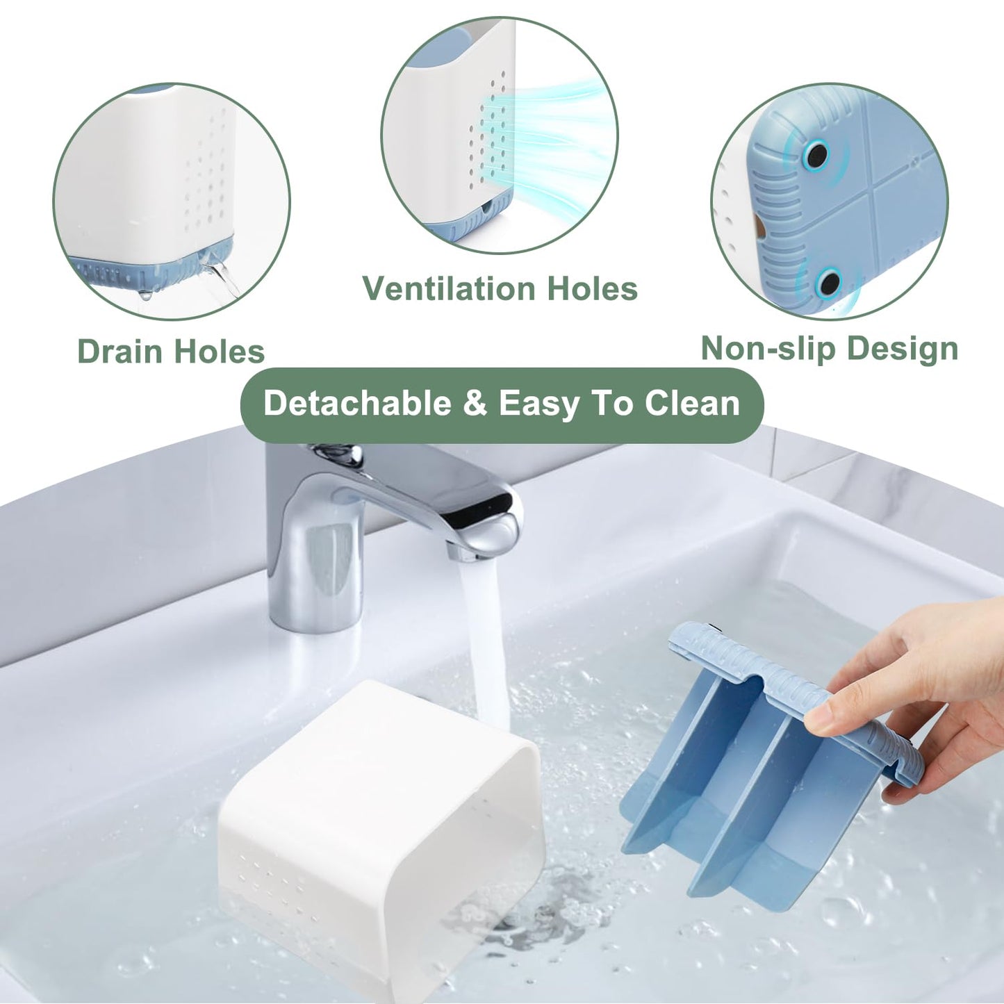 toprance Multifunctional Toothbrush Holder White Anti-slip Toothbrush Holder Caddy Small Bathroom Countertop Organizer And Storage Stand For Electric
