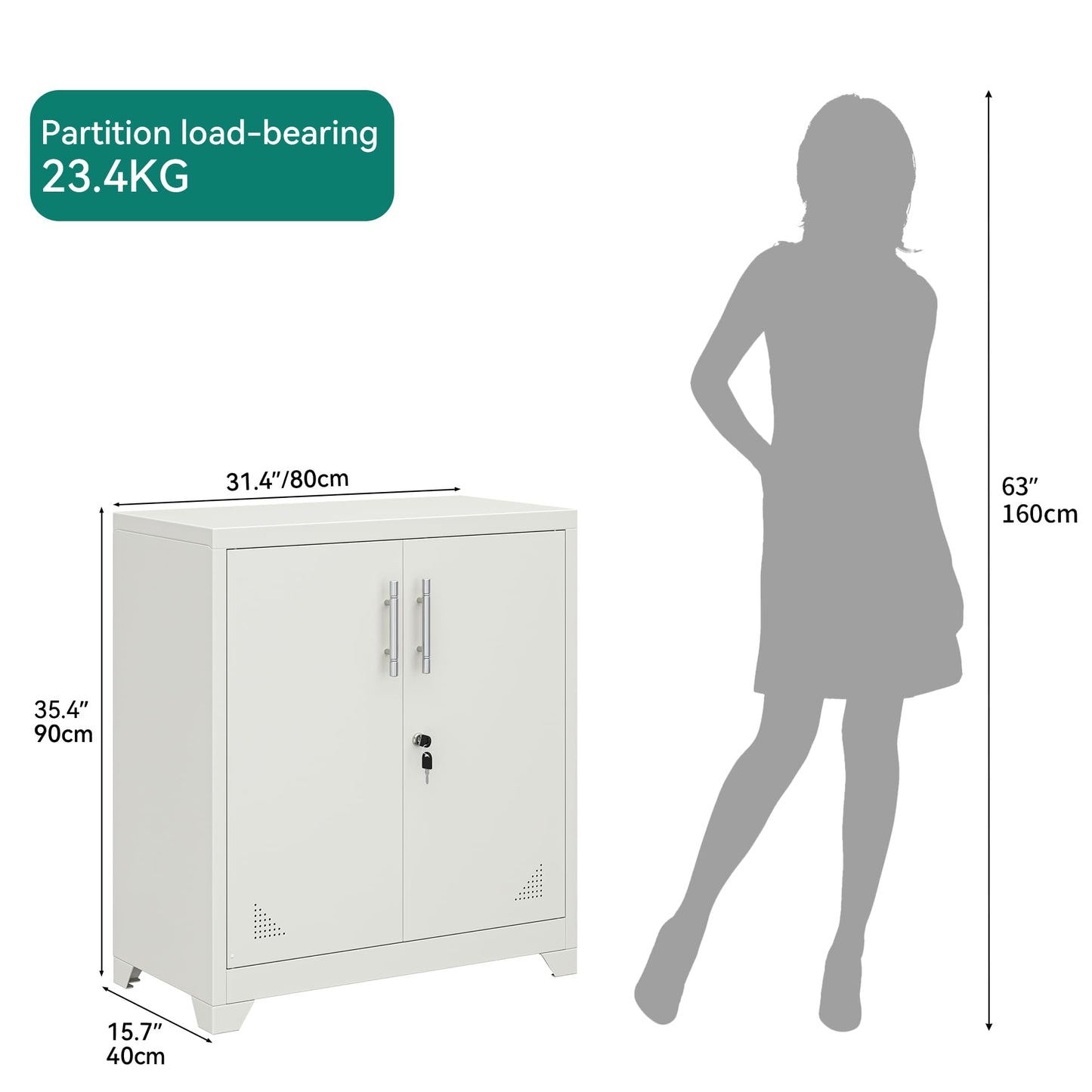 YITAHOME Office Storage Cabinet, Metal Office Storage Cupboard with 2 Adjustable Shelves