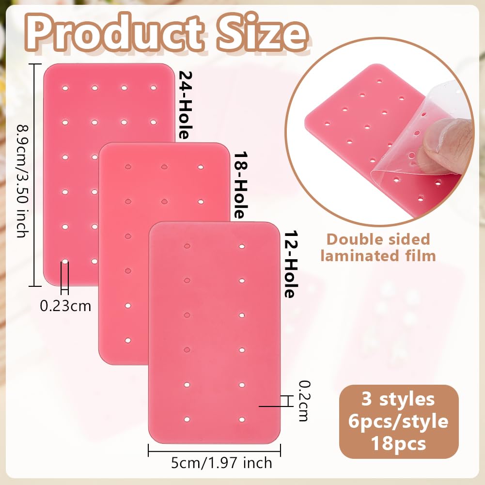 OLYCRAFT 18Pcs Acrylic Earring Display Card Pink Portable Acrylic Earring Organizer with Holes Stud Earrings Storage Holder Rectangle Jewelry Show