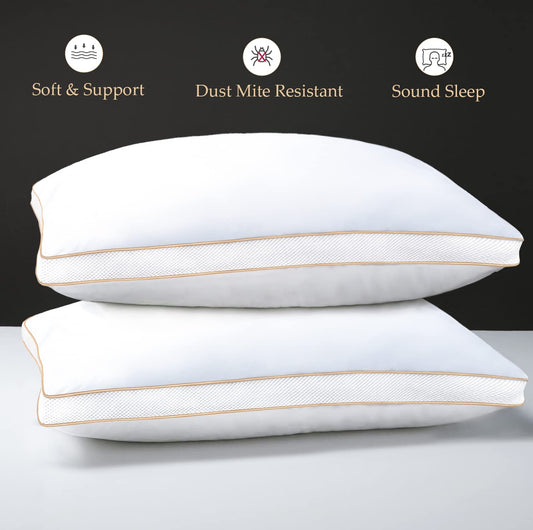 Sofslee Pillows 2 Pack , Hotel Hypoallergenic Bed Pillows for Neck Pain, Luxury Sleeping Pillows of 2 for Side and Back Sleepers, Down Alternative