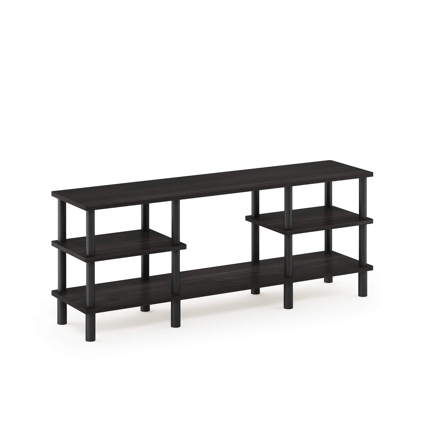 Furinno TURN-N-TUBE TV Stand, 3-Tier Multipurpose Wide Shelf Entertainment Center, TV Console for TV up to 55 Inch, for Living Room, Bedroom, Espresso
