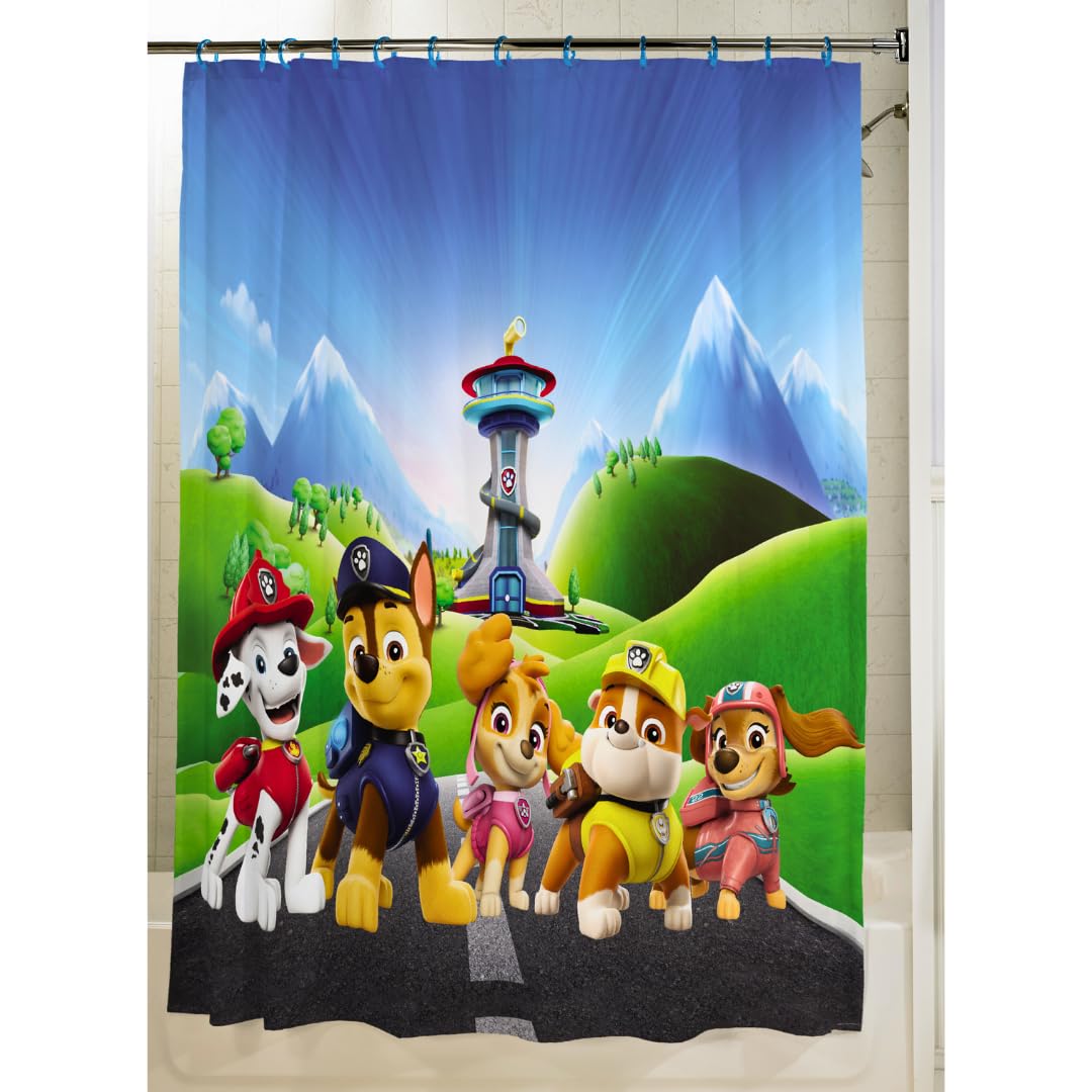 Franco Nickelodeon Paw Patrol 13 Piece Shower Curtain and Ring Set, (100% Officially Licensed Product)