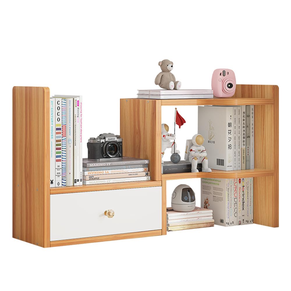 Expandable Desktop Bookshelf, Freestanding Adjustable Office Storage Rack