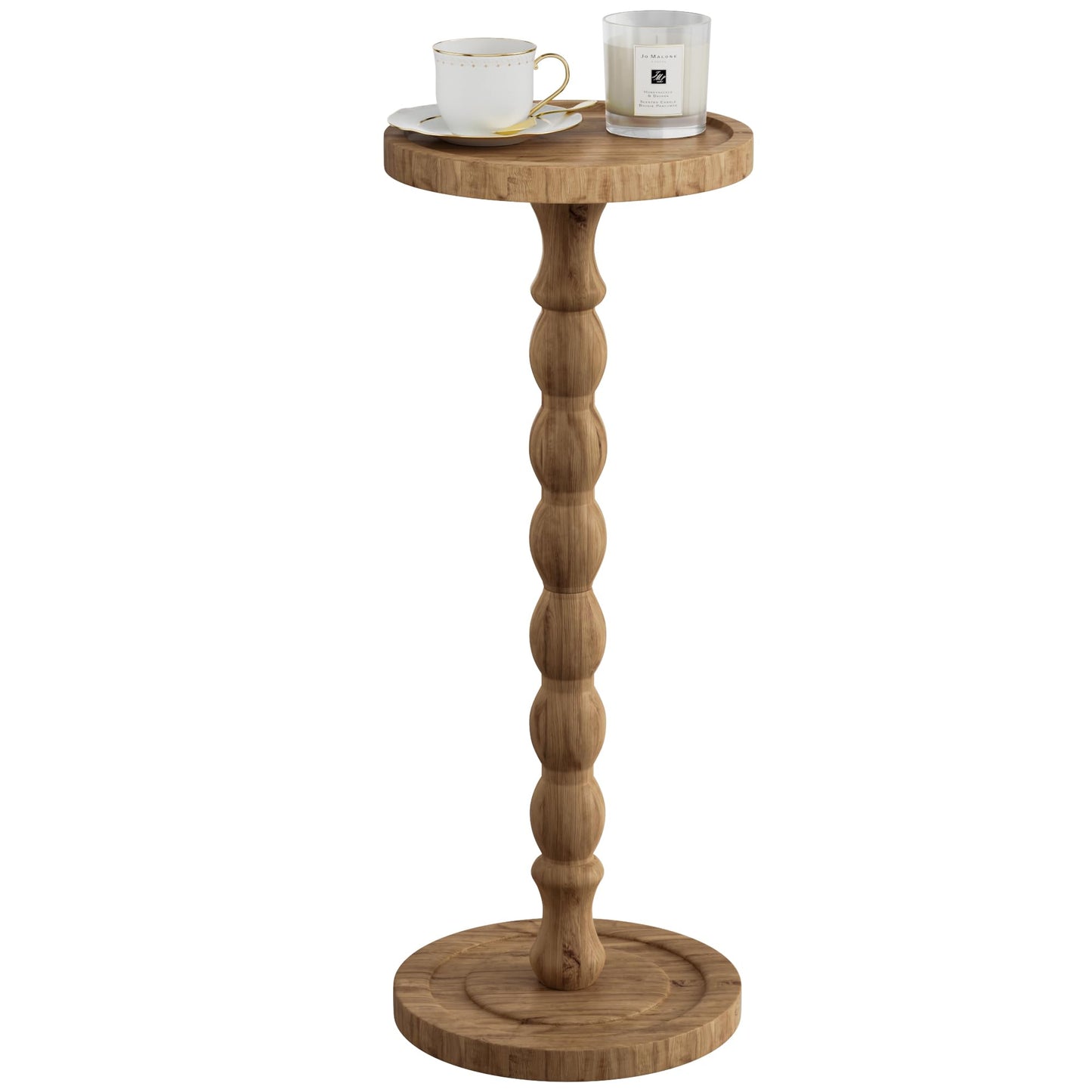 Wooden Round Side Table, Round Bar Table,Small End Table-Dunkle Holzfarbe