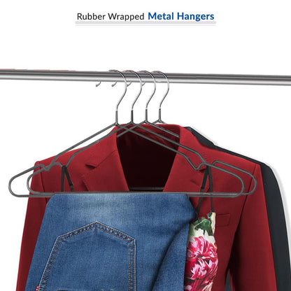 1Above 25x Premium Rubber Coated Metal Hangers - Heavy Duty - Space Saving Organiser Clothes Hangers for Wardrobes Coat Rack Rails Thin and Non-Slip