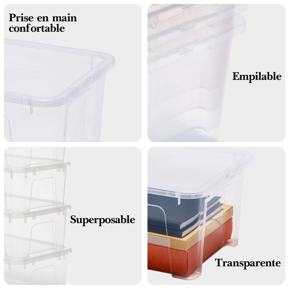 Sundis View Box, Plastic Storage Box with Lid, 25L, Clear, Stackable and Stackable, Ideal for Storing Cabinets, Office, Laundry Room, Bathroom