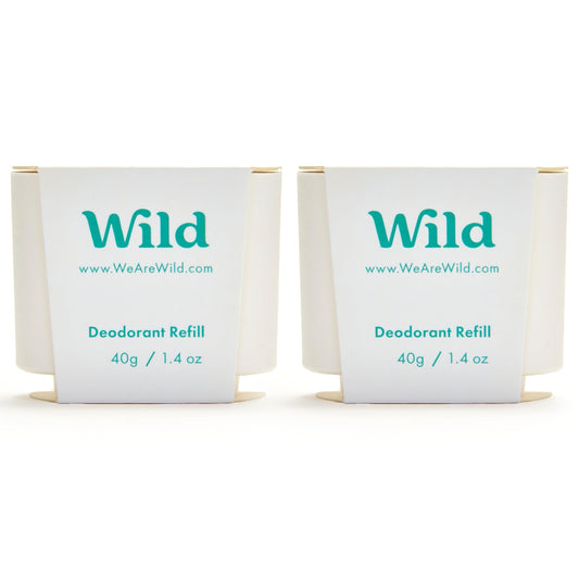 Wild - Natural Refillable Deodorant - Fresh Cotton & Sea Salt Refill Duo Pack - Vegan & Eco-Friendly - Aluminium Free - Long Lasting Protection -