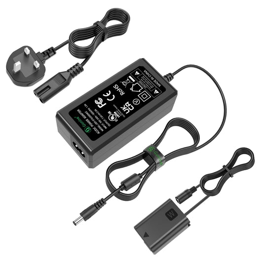 Gonine AC-PW20 AC Power Adapter NP-FW50 Dummy Battery Kit for Sony Alpha ZV-E10 A7 A7R A7S A7II A7RII A7SII A6500 A6400 A6300 A6100 A6000 A5100 A5000