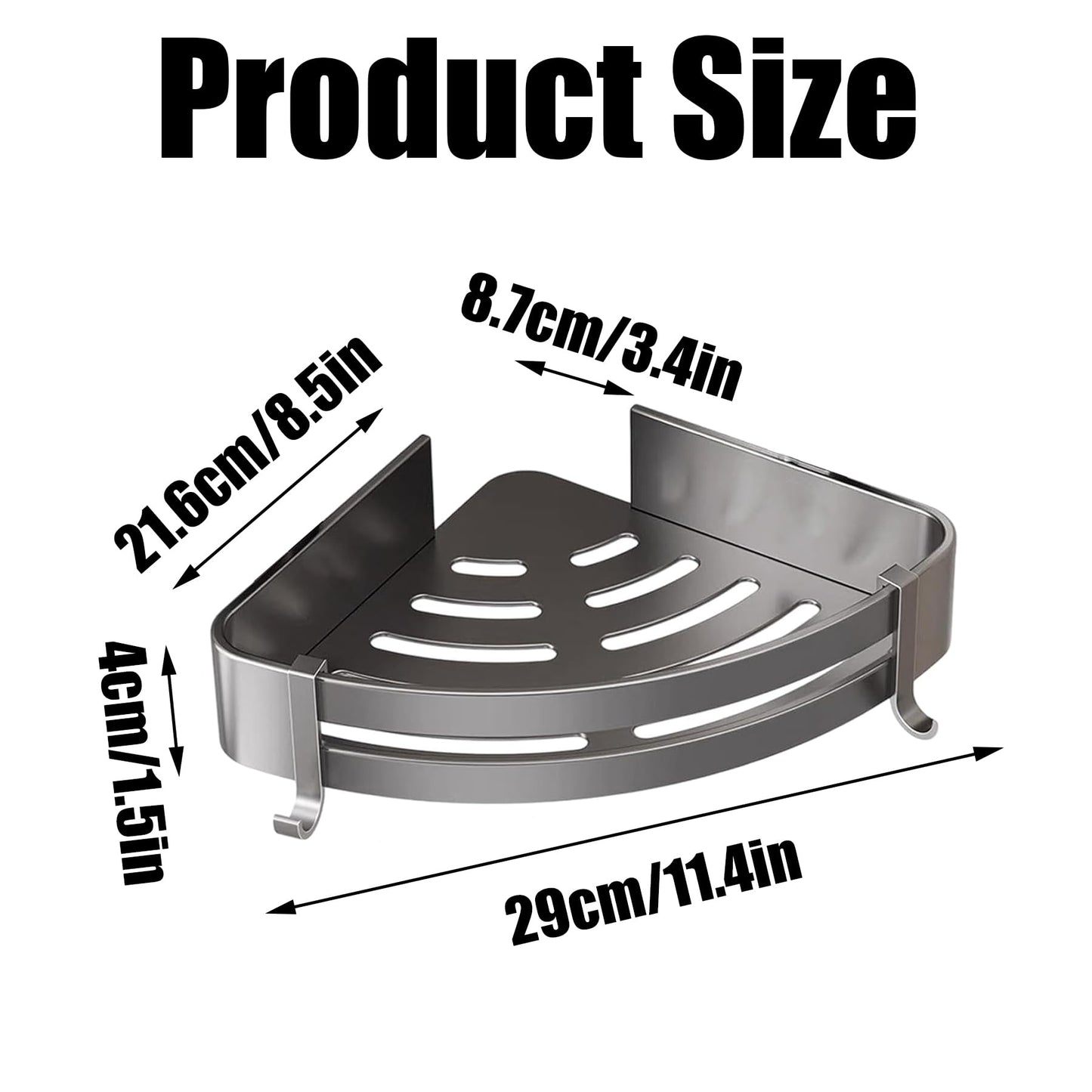 AXXIMENG Corner Shower Caddy with Hook Adhesive Shelf Corner No Drilling Bathroom Shower Organizer Storage Rack for Bathroom Kitchen Home Gadget