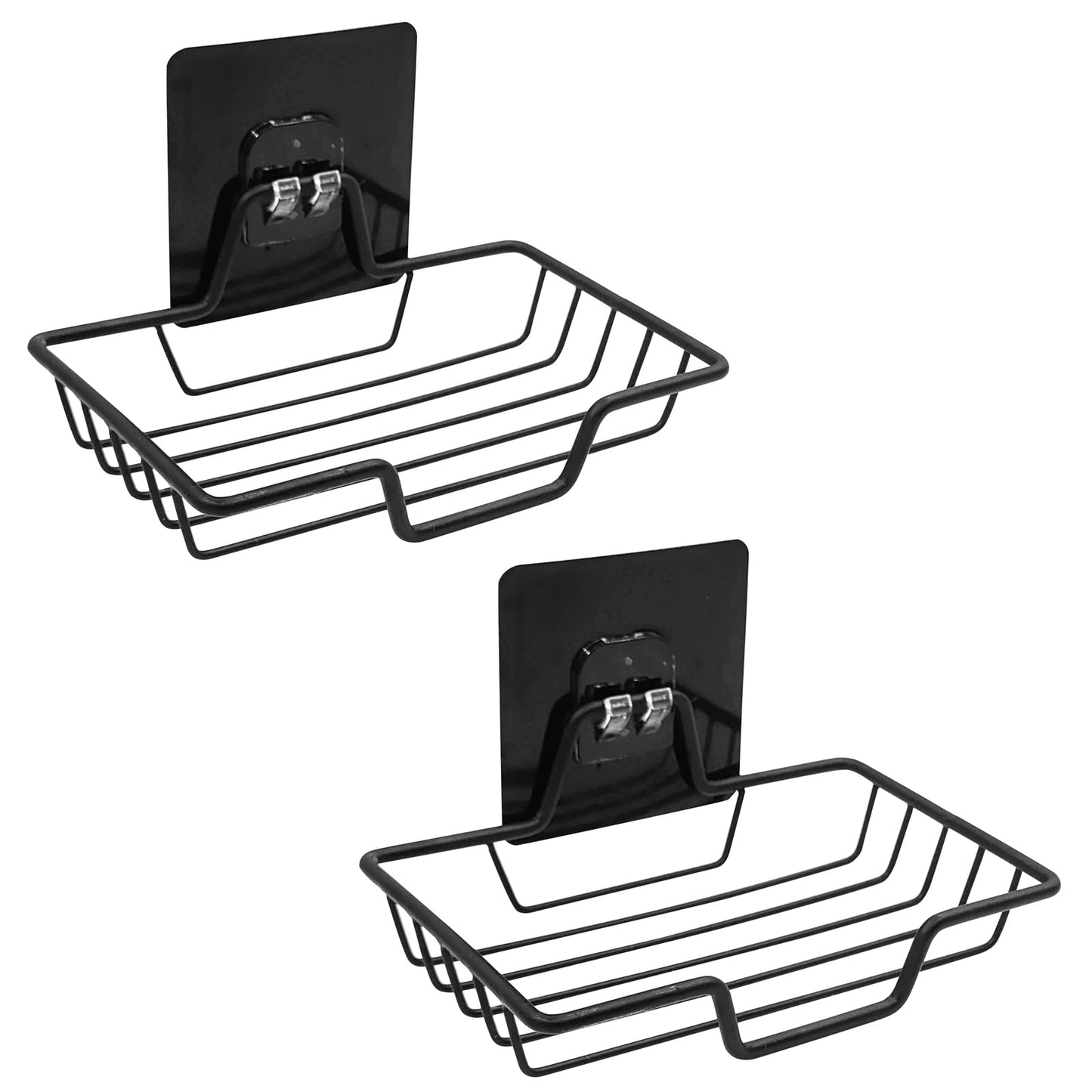 2-Pack Self-Adhesive Soap Dish Holder Soap Basket - Wall Mounted Stainless Steel Soap and Sponge Holder