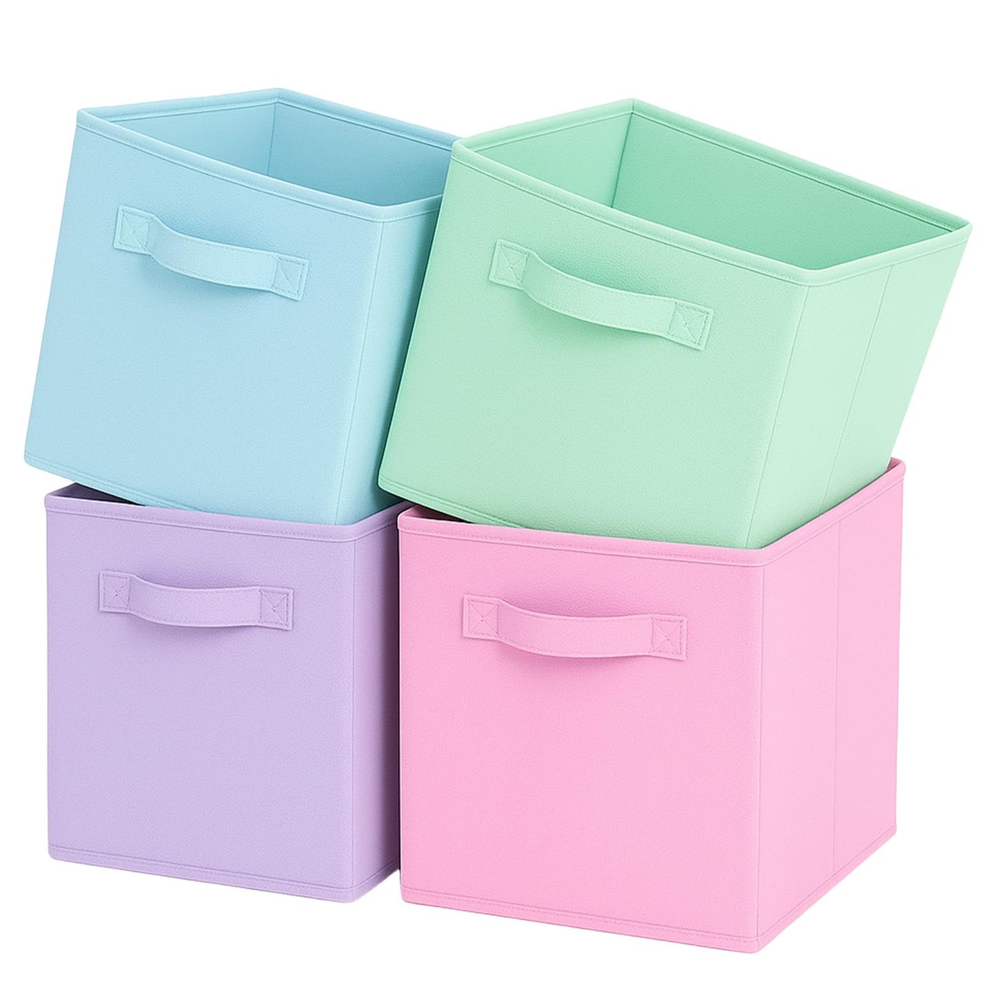 Pinkgarden Storage Box, Collapsible Fabric Storage Cube with Handles for Home, Kids Room, Closet and Toy Organization,Pack of 4