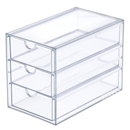 SUMTree Clear Hair Accessory Organizer Box with 3 Drawers, 12.8*17.5*10.6cm