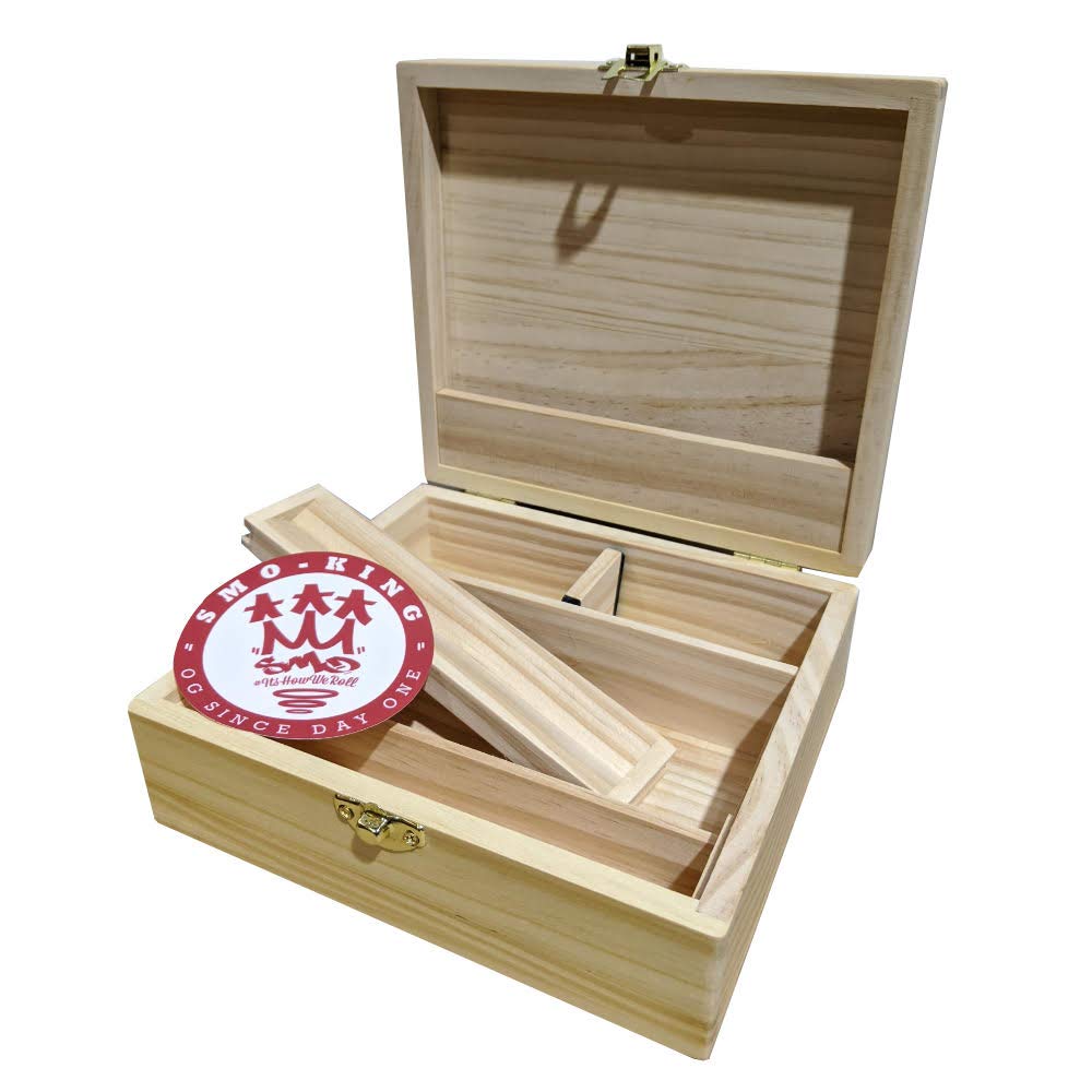 Rolling Supreme T3 Size Solid Pine Rolling Box Complete with Premium Smokers Accessories - Gift Set by SMO-King