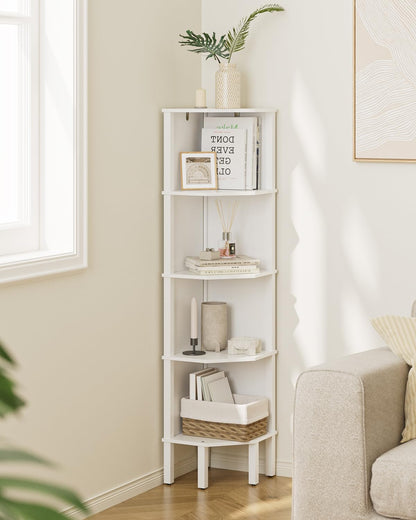 Apetaccat Corner Shelf, 4 Tier Corner Modern Corner Bookshelf, Display Corner Bookshelf,Wooden Storage Rack for Living Room,Bedroom,Office,White