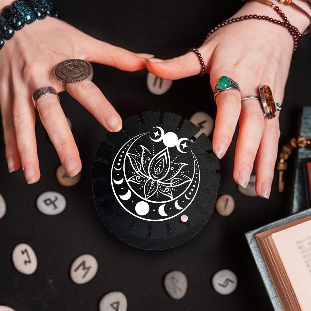 CHGCRAFT Moon Phase Pendulum Display Stand Lotus Wooden Black