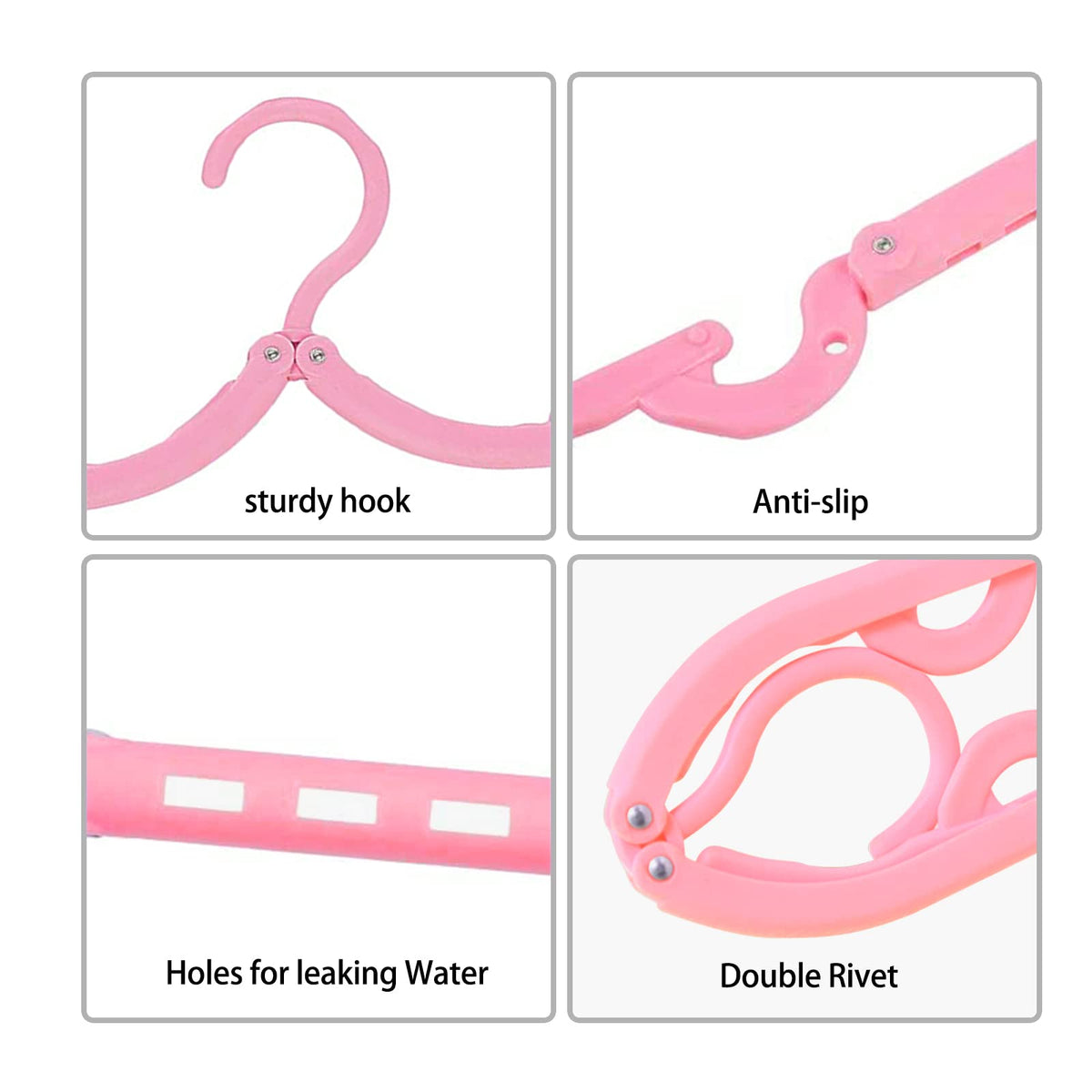 Travel Hangers Foldable, 16 PCS Folding Clothes Hangers Portable Plastic Non-Slip Coat Racks Multifunction Travel Accessories for Home Hotel