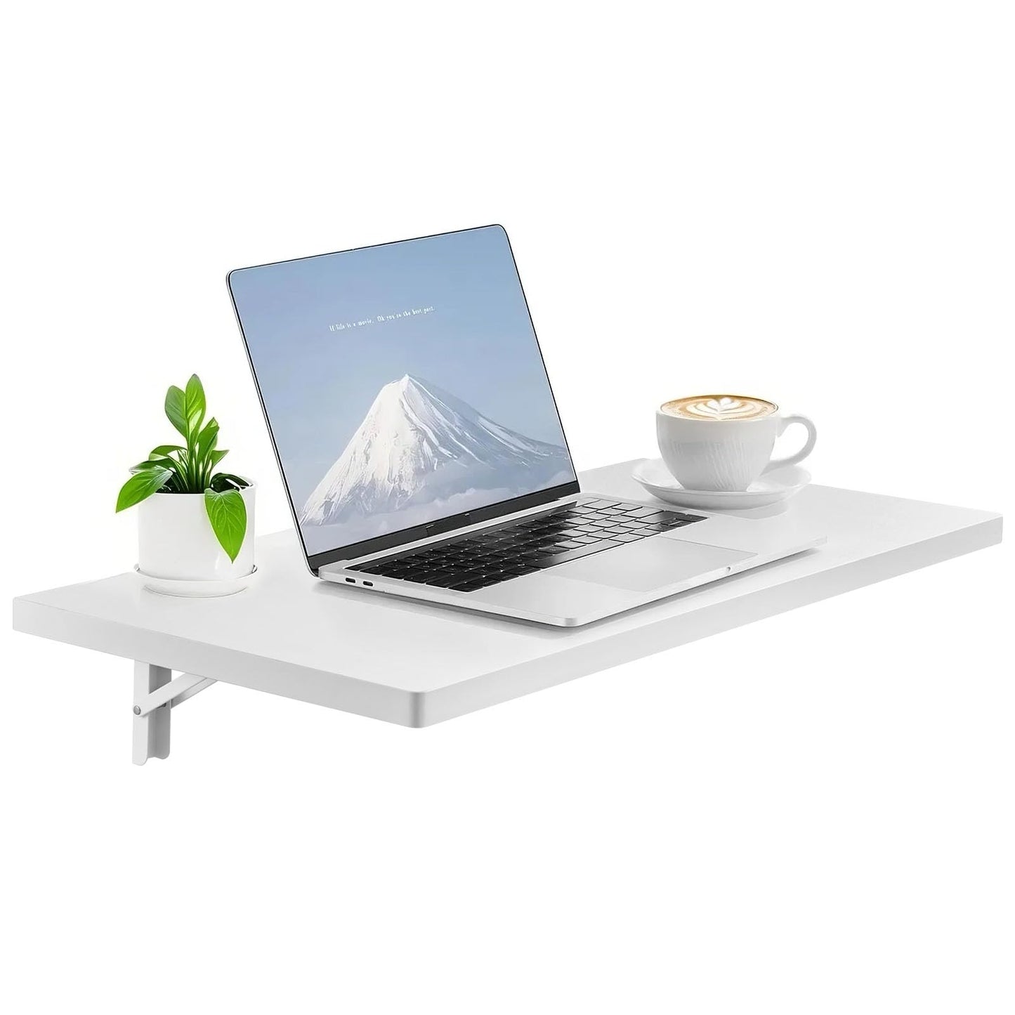 VEVOR Wall Mounted Folding Table, 47.2 x 19.7 inches Wall Mount Table, Floating Desk with Iron Bracket, Fold Down Desk for Small Spaces, Home Office