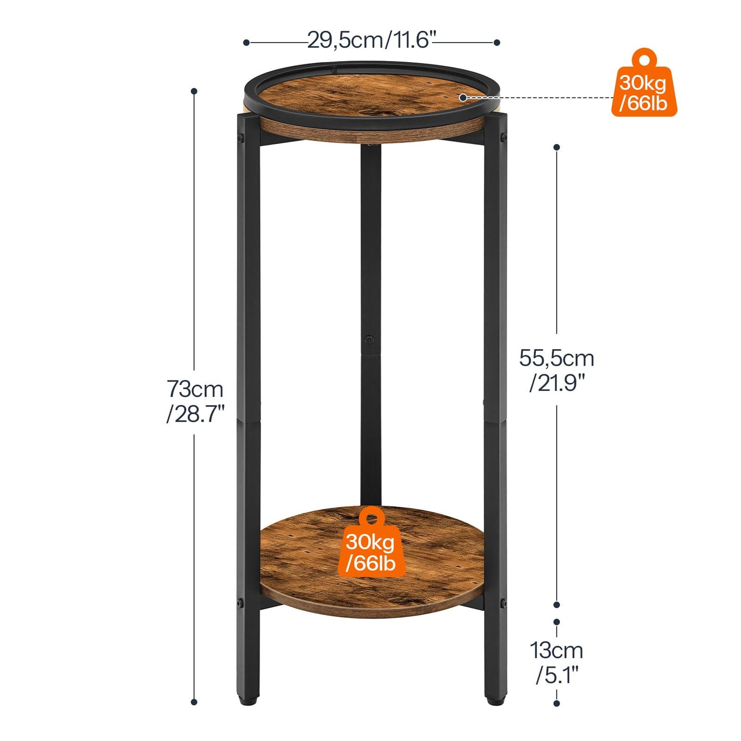 HOOBRO Tall Round Side Table, 2-Tier Sofa Table, Small Bedside Table Telephone Table, Wooden Accent Coffee Table Small Table for Living Room, Hallway