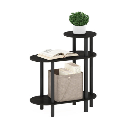 Furinno TURN-N-TUBE Side Table, 3-Tier Oval Sofa End Table with Open Shelf, Toolless Assembly Night Stand, Bedside Table, for Living Room, Bedroom