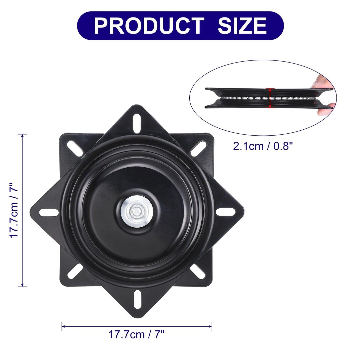 uxcell 2 Pack 7 Inch Bar Stool Swivel Plate Replacement, Ball Bearing Seat Swivel Base 300lbs Capacity for Bar Stool, Swivel Chair or Recliner, Black