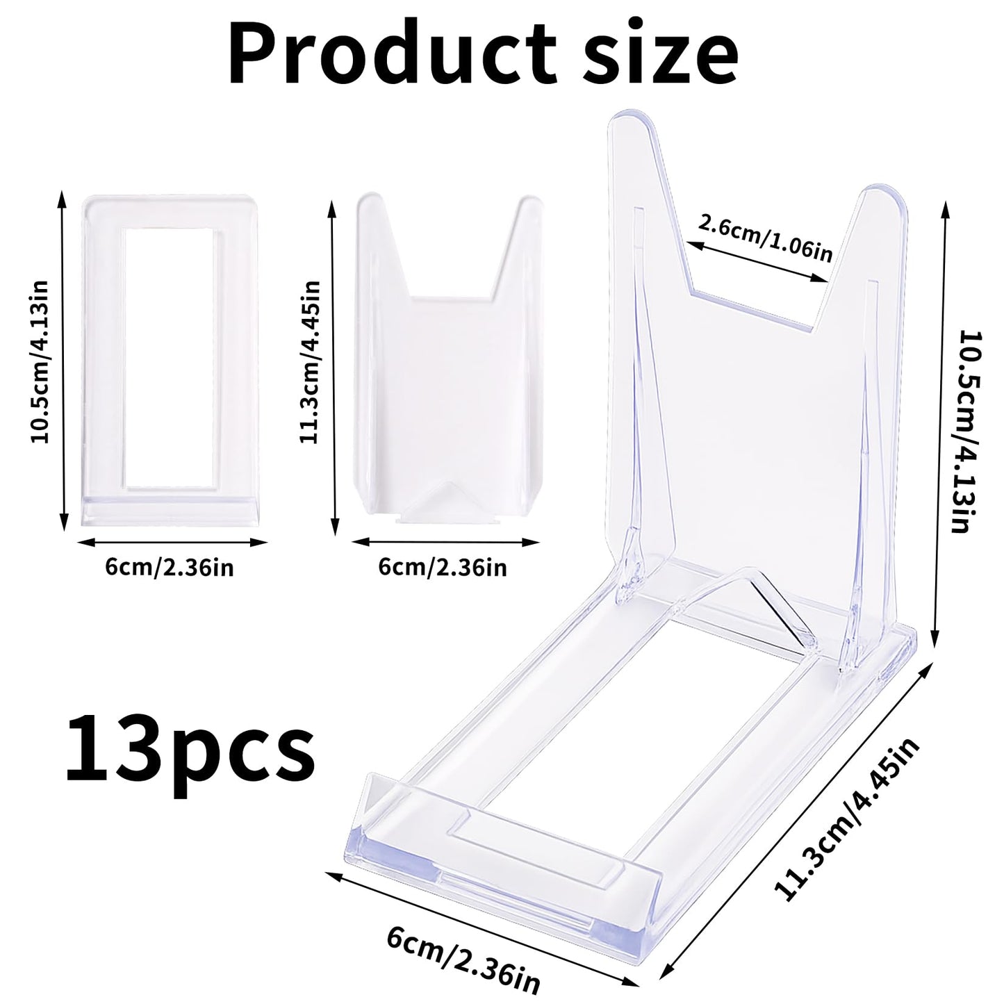 13 Pcs Clear Display Stands - Acrylic Plate Holders with Adjustable Easels for Mobile Phones, Photos, Cards, Books