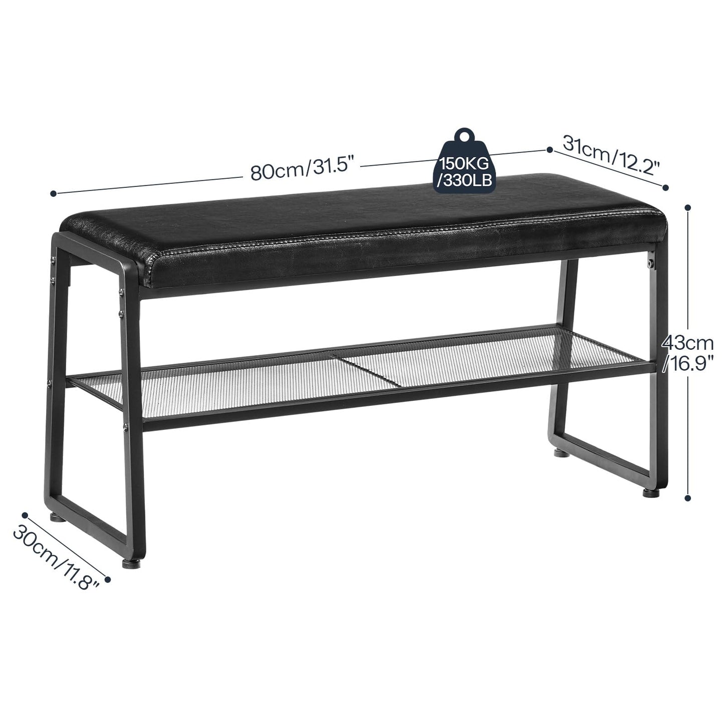 HOOBRO 2-Tier Shoe Storage Bench with Upholstered Seat, for Hallway