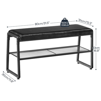 HOOBRO 2-Tier Shoe Storage Bench with Upholstered Seat, for Hallway
