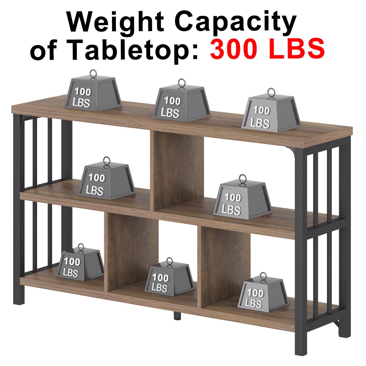 IBF 5 Cube Storage Organizer Bookshelf Low Bookcase 120cm Rustic Oak