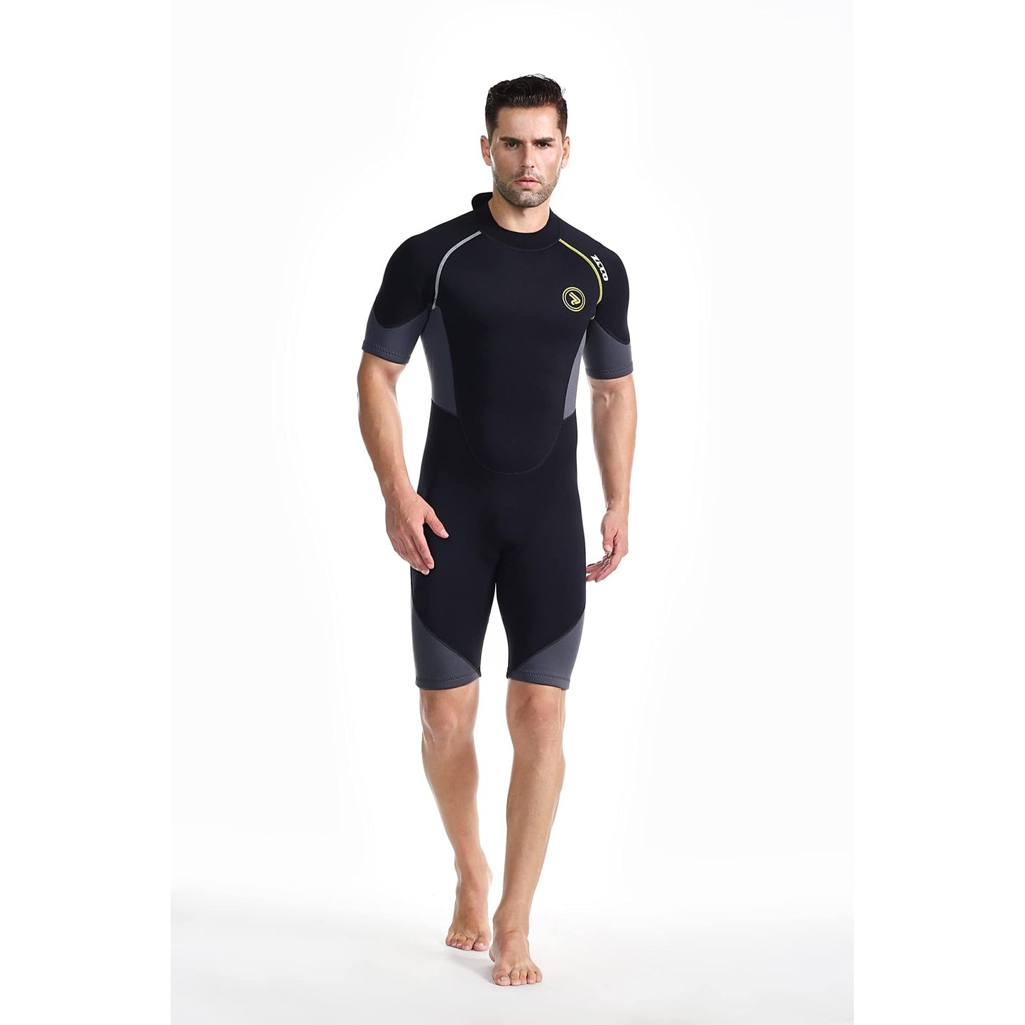 ZCCO Men's Shorty Wetsuits 1.5mm Premium Neoprene Back Zip Short Sleeve for Scuba Diving,Spearfishing,Snorkeling,Surfing,XL