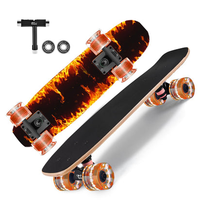 GIEEU Skateboards with Colorful Flashing Wheels for Beginners,Kids,Teens,Adults, Complete Standard Skate Boards 9 Layer Canadian Maple Deck Concave
