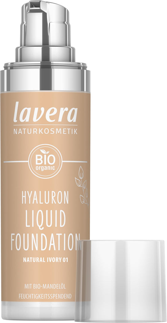 lavera Hyaluron Liquid Foundation - Natural Ivory 01 - hyaluronic acid and almond oil - intense moisture - lightweight texture - mineral oil-free -