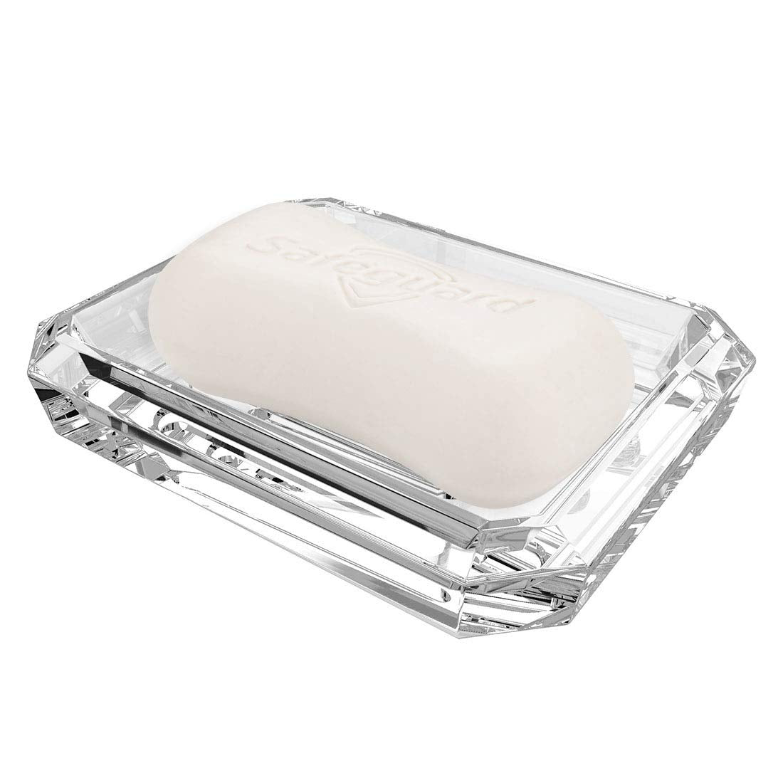 Linkidea Rectangle Glass Bar Soap Dish, Soap Saver Tray for Bathroom Counter, Glass Sponge Dish Holder Case Box for Shower (Clear)