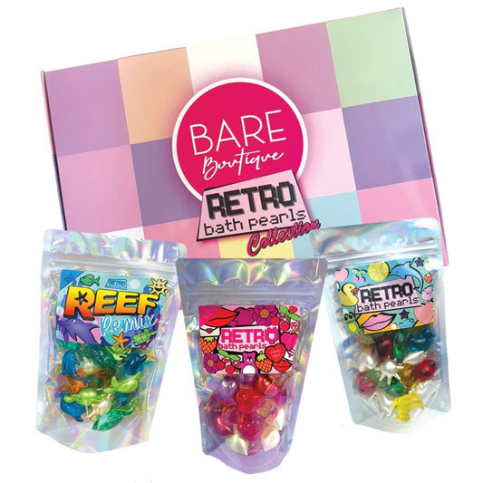 Retro Bath Pearl Gift Set. Contains 90 Bath Pearls - Triple Set. Contains Retro Bath Pearls, Pink Mix and Reef Remix. Bath Gift Set, Stocking Filler