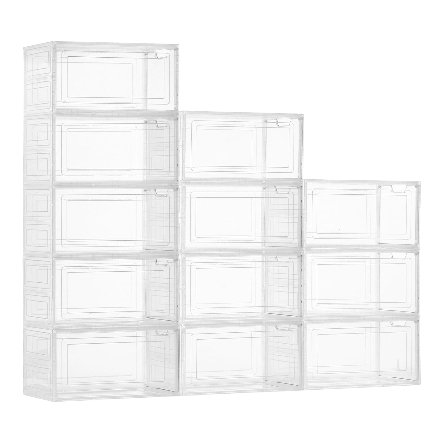 VEVOR Shoe Storage Boxes, 12 Pack Clear Stackable Shoe Boxes Storage Organizers with Magnetic Door, Fit up to US Size 13