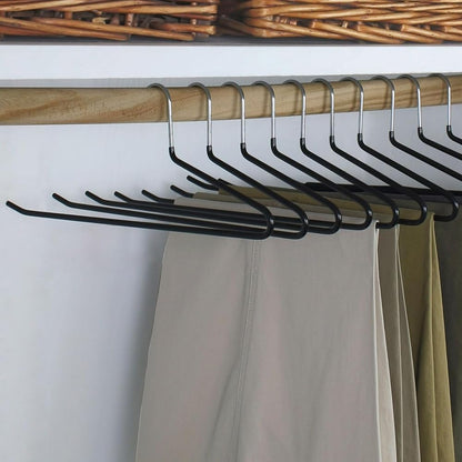 Hangerman 20 Pack Trouser Hangers - Open-Ended Metal Pants Hangers for Trousers, Jeans, Scarves, Towels, Space Saving Non-Slip Coating Design Black