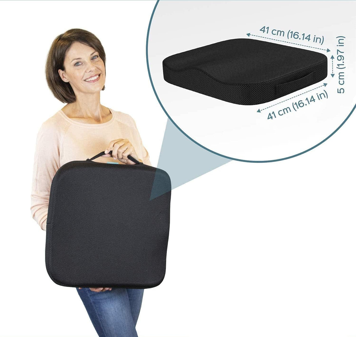 Cozy BoSpin Portable Seat Cushion for Office Soft Memory Foam Seat Cushion Non Slip Bottom with Carry Handle,Washable Cover，Comfortable Coccyx