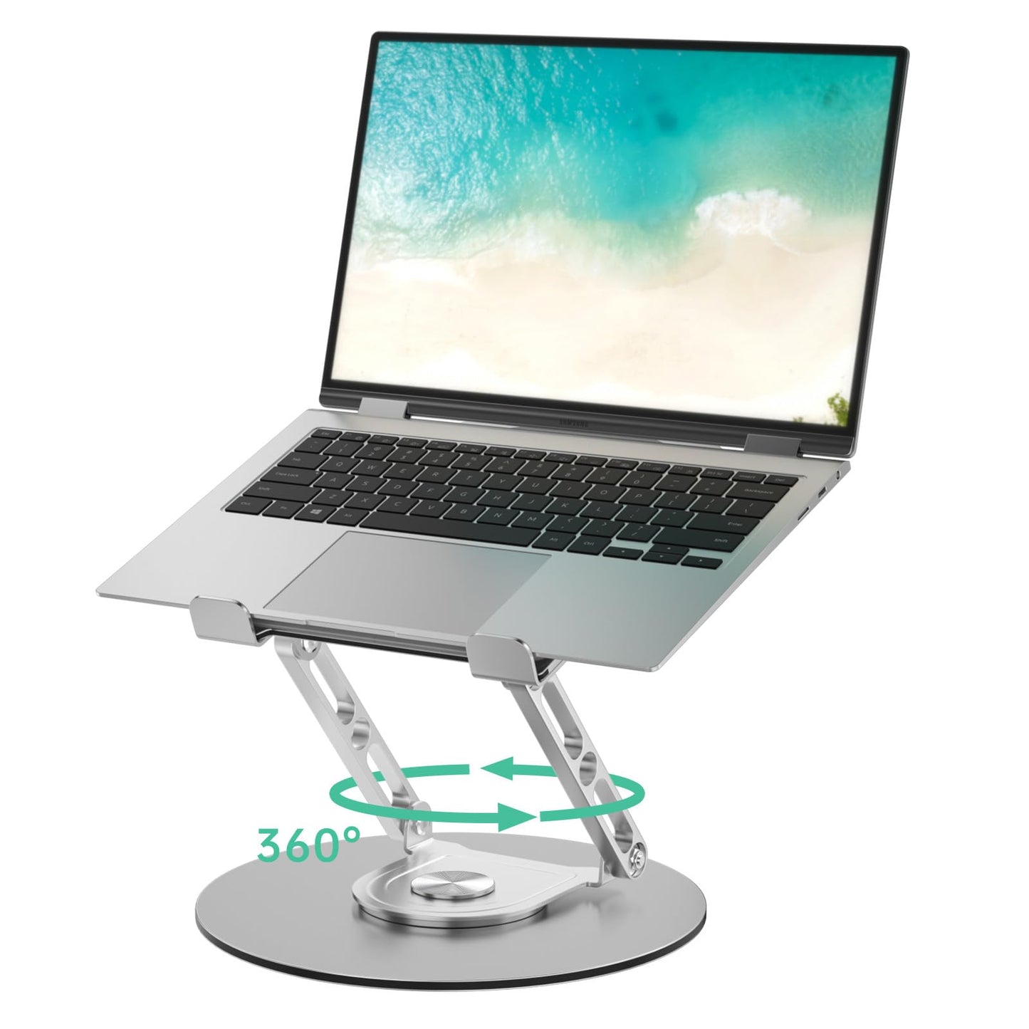 GleYo Laptop Stand for Desk Adjustable Computer Stand with 360 Rotating Base Ergonomic Laptop Riser Mount for Desk Foldable Protable Computer Desk