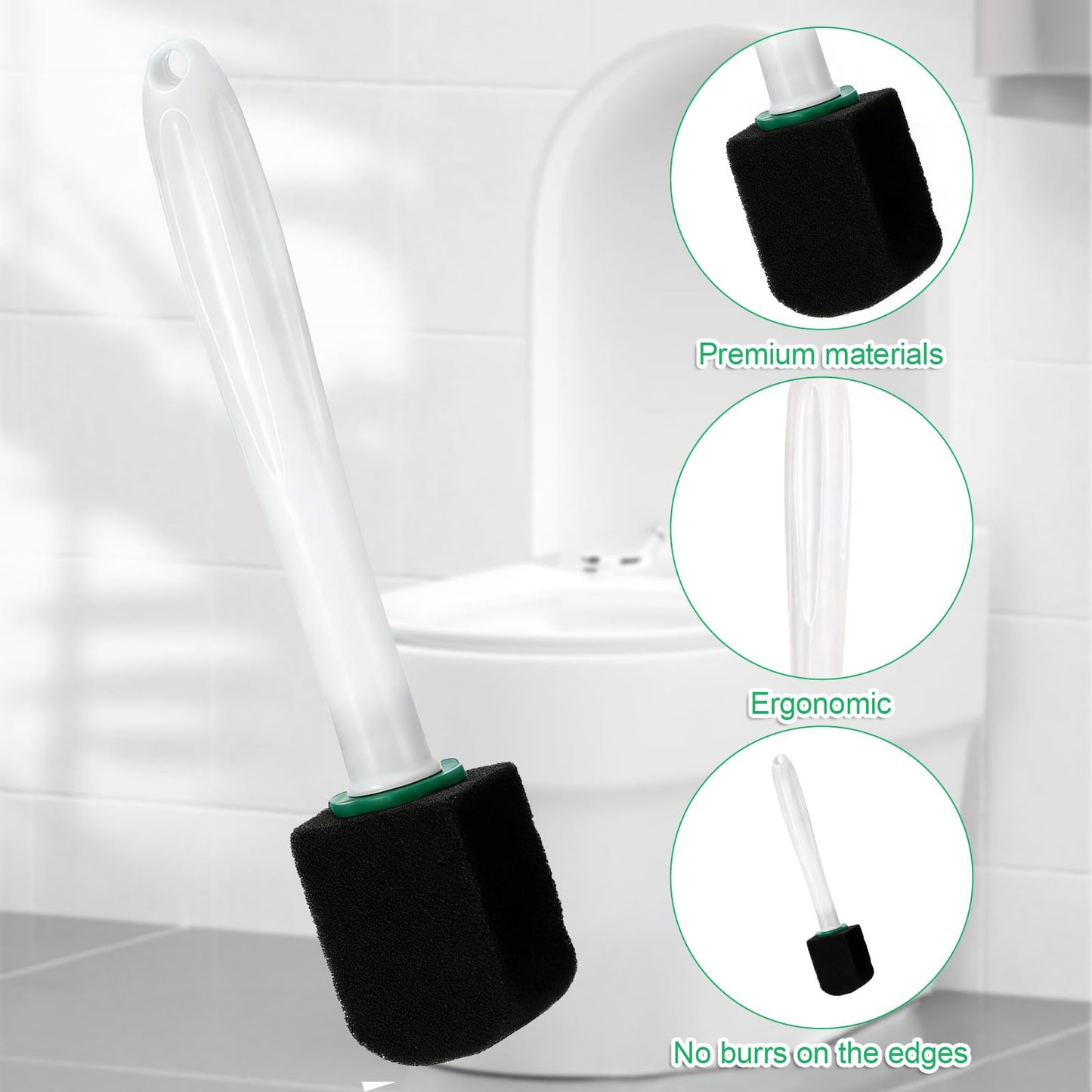 10 Pcs Pumice Stone for Toilet, Toilet Pumice Cleaning Stone with Short Handle, Nature Pumice Sticks for Clean Toilets, Pool, Bathroom(Black)