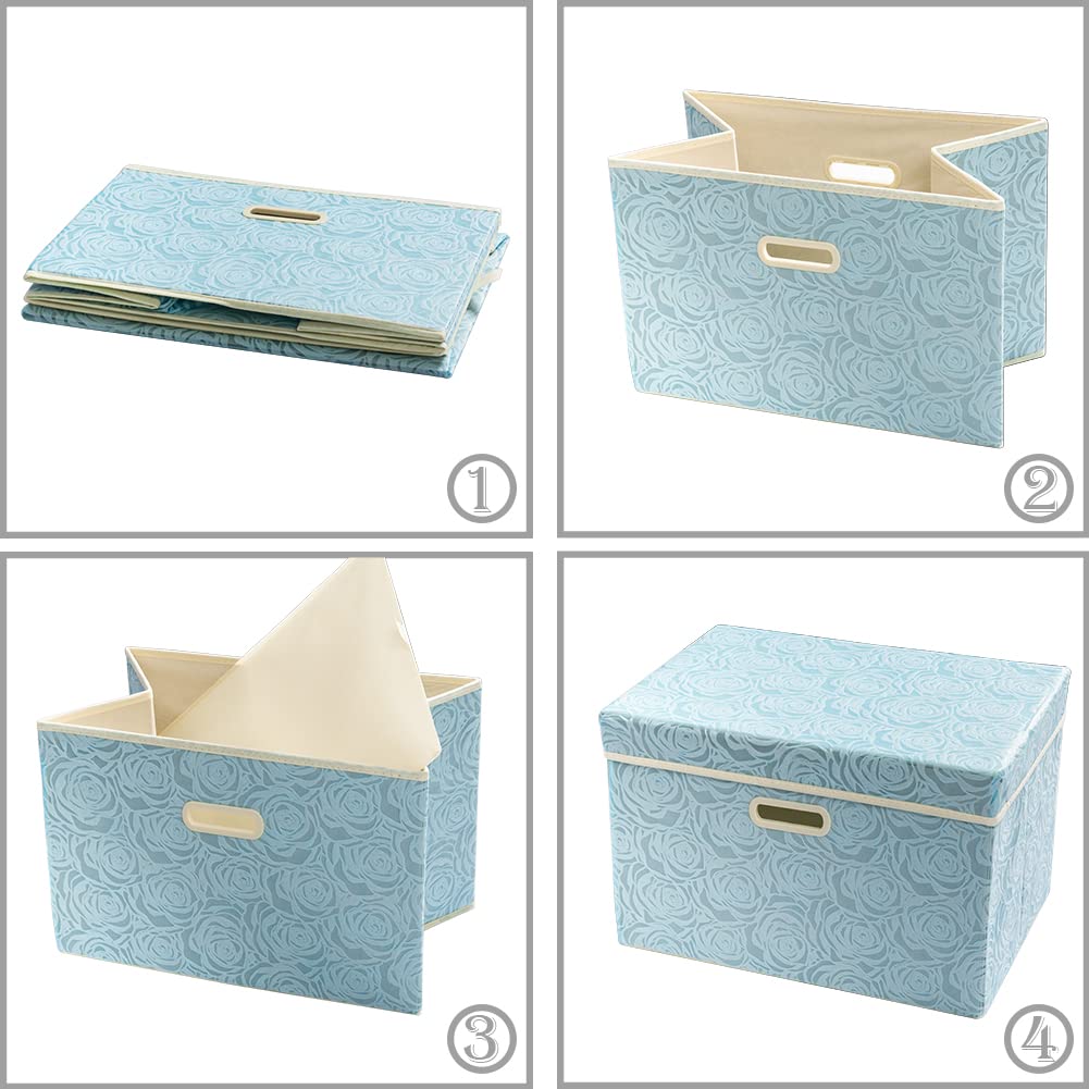Prandom Storage Boxes with Lids Large.Rose Pattern Fabric Decorative Storage Box, Really Useful Box,Clothing Storage,Cubes