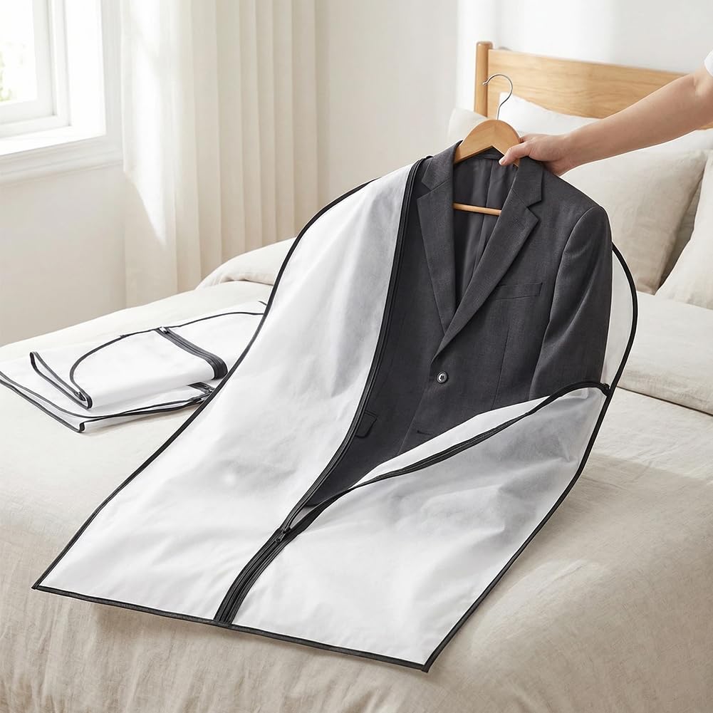 6pcs Garment Bags 60x100cm,Dustproof Garment Covers PEVA Translucent Clothes Covers with Zip,40inch Suit Storage Bags Dress Cover for Shirts Coats