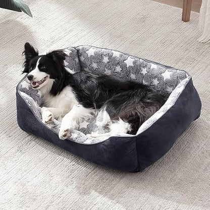 MIXJOY Extra Large Dog Bed(107x76cm), Super Soft Cosy Rectangle Dog Beds, Grey Washable Pet Bed, Good for Golden Retriever, Labrador，German Shepherd，Samoye，Rottweiler