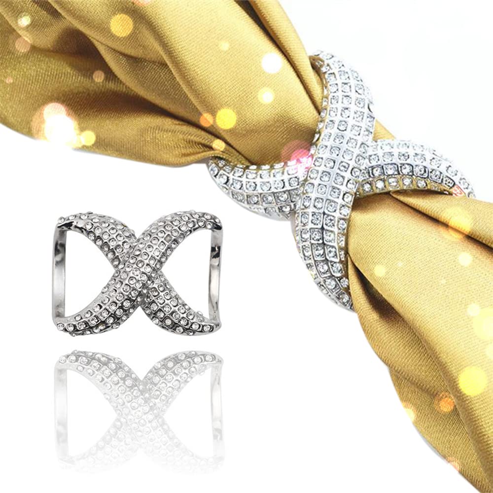 2 Pcs Scarf Rings for Women, Rhinestone Scarf Clips, Fashion Scarves Buckle