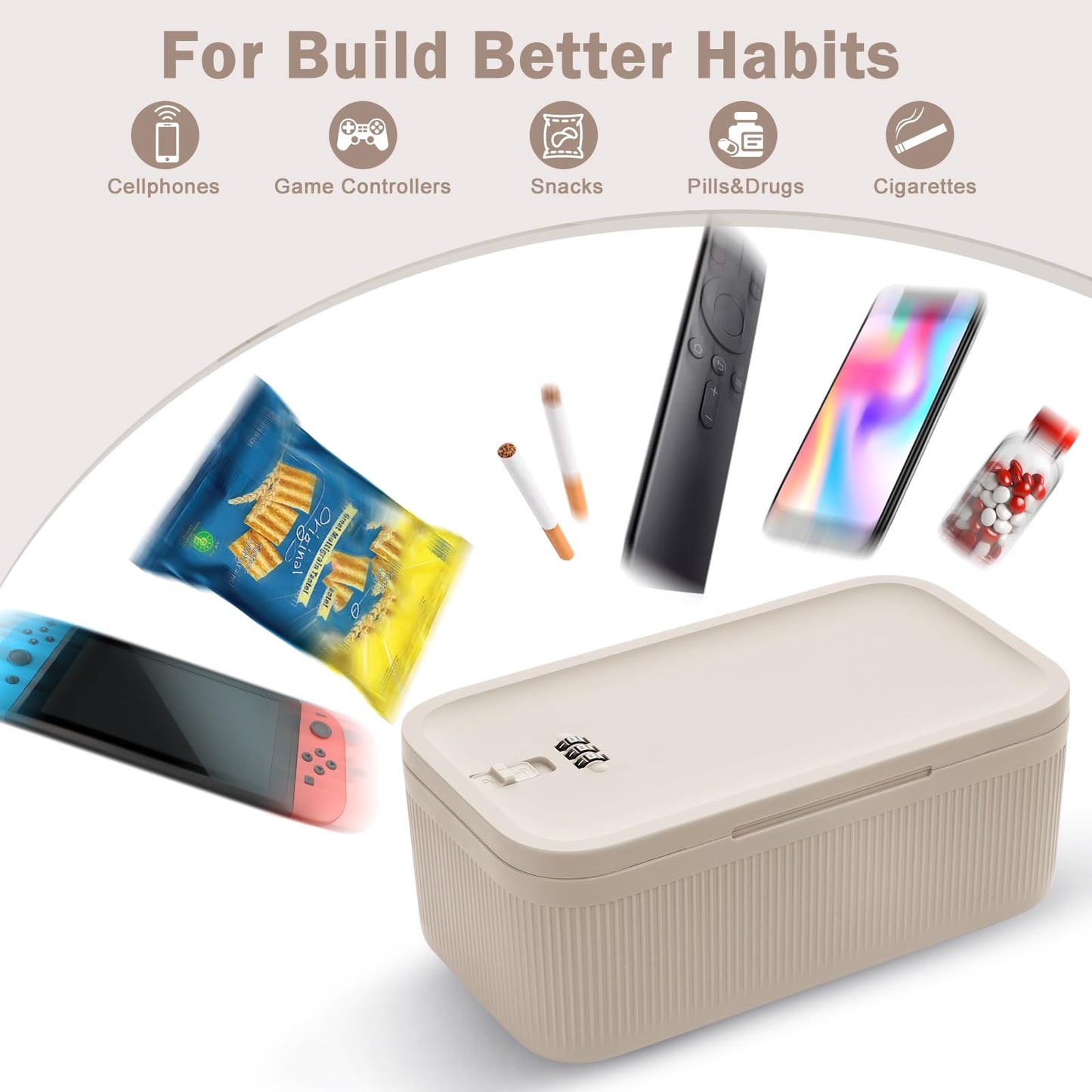Small Lockable Storage Box with Combination Code - Secure Medicine Safe, Phone Jail, and Snack Box for Home, Fridge, Office, or Travel