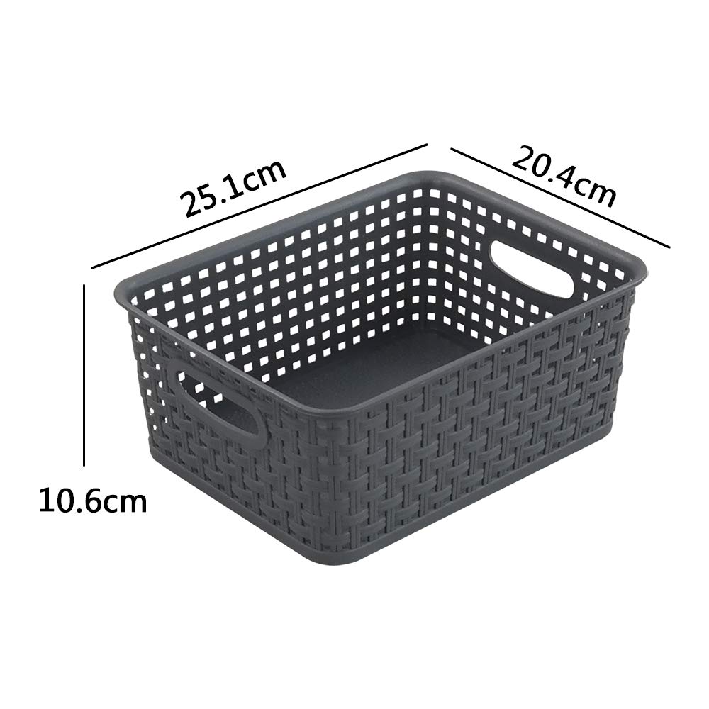 Rinboat Plastic Weave Storage Basket, Pack of 6