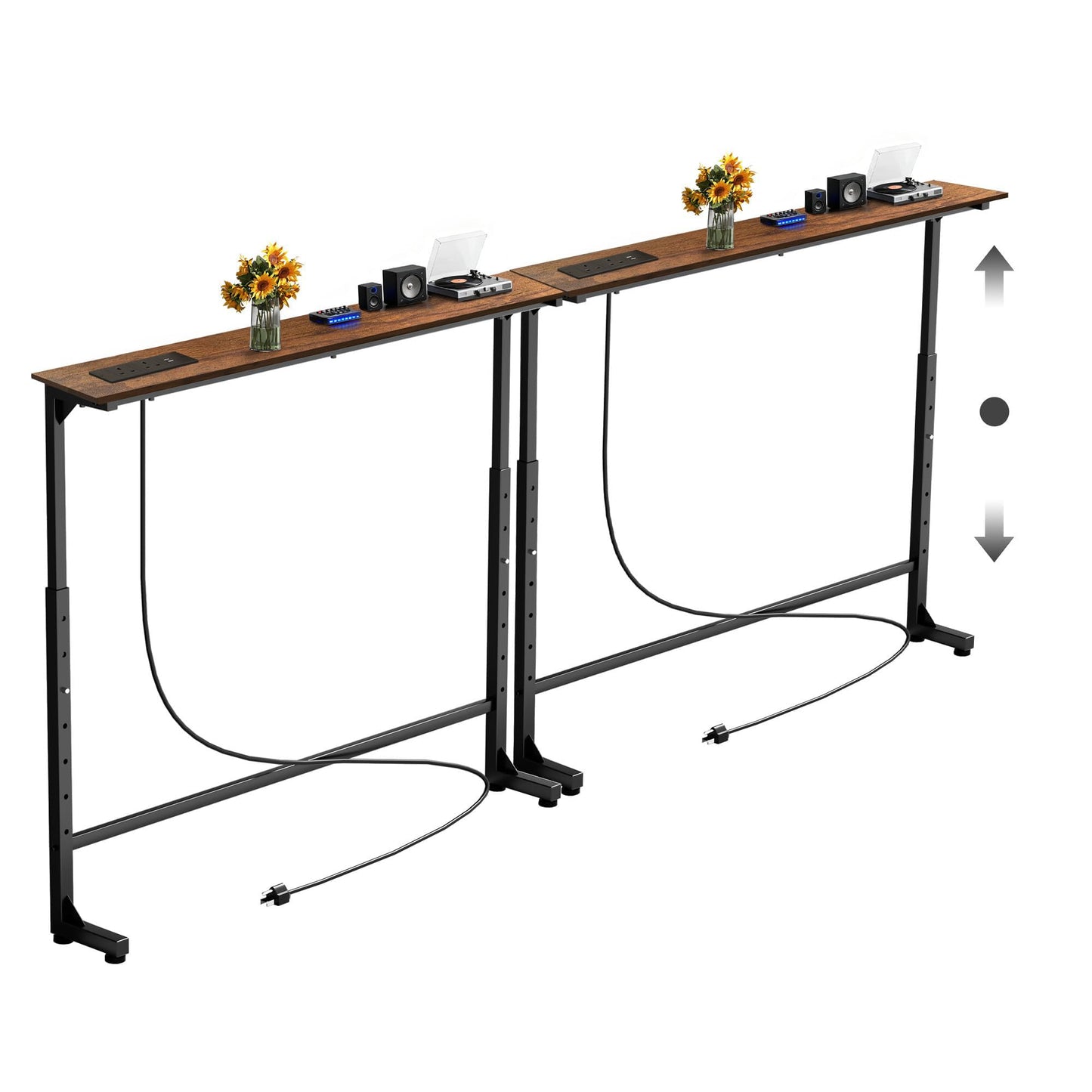Keelian 180 cm Height-Adjustable Console Table Behind Sofa Rustic Brown
